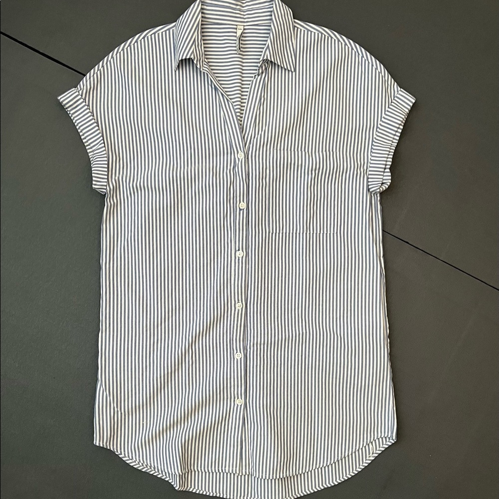 Blue Striped Shirt Dress With Pockets Zara S